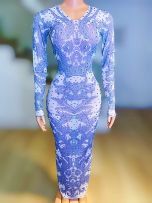 AD2454 Sparkling Evening Dress 7 Days Fast Sampling Handmade Crystal Performance Floor-Length Mesh Fabric and Water Drill