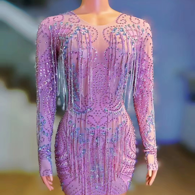 AD2455 Shiny Women's Long Sleeve Protective Cover Dress with Fringe The Perfect Addition to Your Snowmobile Collection
