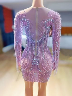 AD2455 Shiny Women's Long Sleeve Protective Cover Dress with Fringe The Perfect Addition to Your Snowmobile Collection