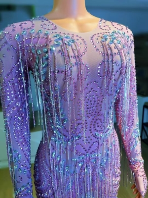 AD2455 Shiny Women's Long Sleeve Protective Cover Dress with Fringe The Perfect Addition to Your Snowmobile Collection