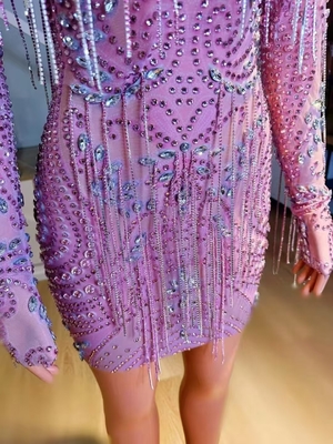 AD2455 Shiny Women's Long Sleeve Protective Cover Dress with Fringe The Perfect Addition to Your Snowmobile Collection