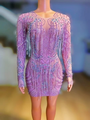 AD2455 Shiny Women's Long Sleeve Protective Cover Dress with Fringe The Perfect Addition to Your Snowmobile Collection