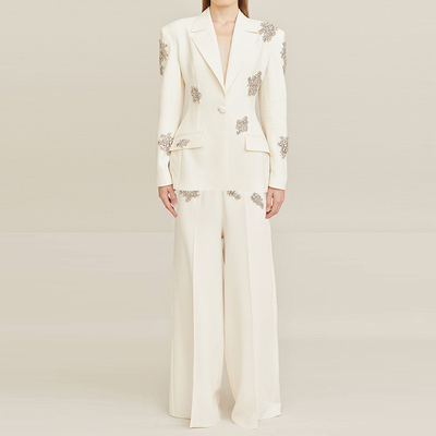European and American Style Full Sleeve Crystal Embellished Fashion Two-Piece Set SR2339 with Eco-Friendly Craftsmanship