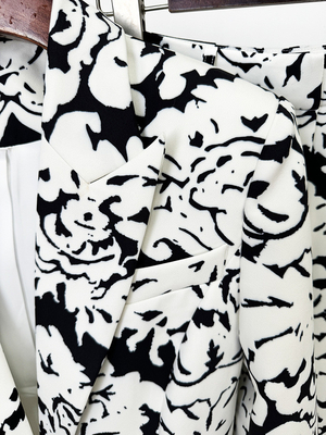 Polyester and Cotton BLAZER SR2328 Kimshein End Elegant Women's Fashion Casual Long Pants Printed Suit for End Functions