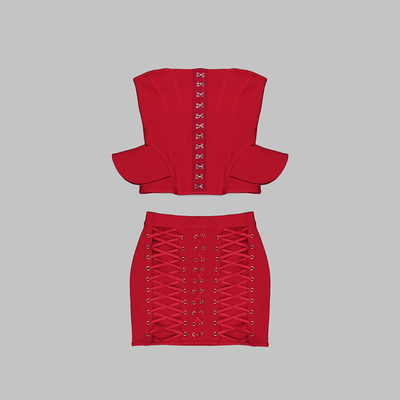 SS2261 Two-Piece Set for Women The Ultimate Summer Party Attire Featuring Breathable Fabric and Elegant Off-Shoulder Design