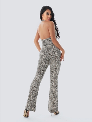 Stylish Leopard Print Two-Piece Jumpsuit for Women Craft Printing Logo Customized SS2259 Custom Logo