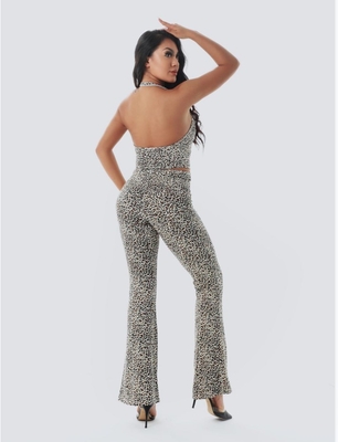 Stylish Leopard Print Two-Piece Jumpsuit for Women Craft Printing Logo Customized SS2259 Custom Logo