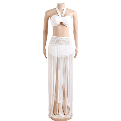 Summer White Two-Piece Bandage Set with Fringe Luxury Clothing for Women Shipped by DHL/Fedex/UPS/EMS 3-7 Days