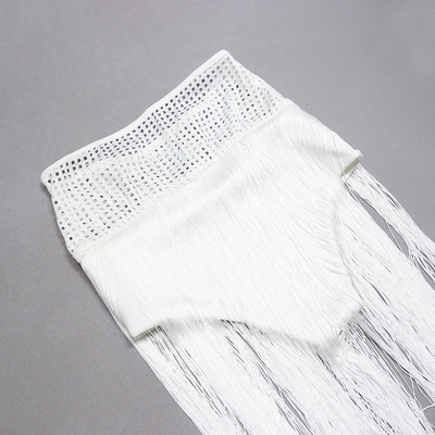 Summer White Two-Piece Bandage Set with Fringe Luxury Clothing for Women Shipped by DHL/Fedex/UPS/EMS 3-7 Days