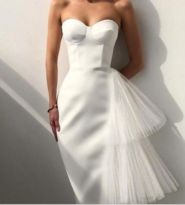 Elegant Party Evening Gown BY1380 Summer Lace Decorated Mesh Strapless Bridesmaid Dress with Lace Detail
