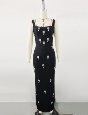 Customizable Women's Rhinestone Bandage Dress 220g Fabric Weight No Built-in Bra Sleeveless Tight Summer Crystal Dress