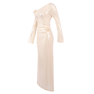 Full Sleeve LS2599 Kimshein Bodycon Dress for Women Customizable Logo Position End Fashion Sparkling Sequin Evening Gown