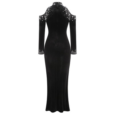 LS2601 Diamond Water Diamond Velvet Swan Velvet Dress Elegant Long Dress for Women Customizable Logo/Graphic Customization Supported