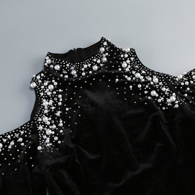 LS2601 Diamond Water Diamond Velvet Swan Velvet Dress Elegant Long Dress for Women Customizable Logo/Graphic Customization Supported
