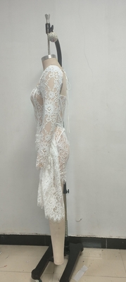 LS2535 Women's Fashion Long Sleeve Wedding Dress Bride Mini Lace Sexy Dress Woven Technique Skill Method