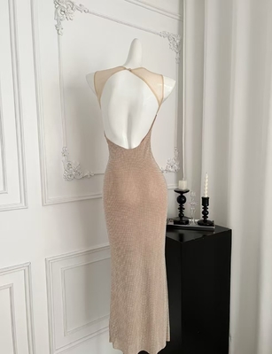 SB3322 Fashion Water Diamond Beaded Long Elegant Party Dress Backless Birthday Women's Sexy Evening Gown for Big Events