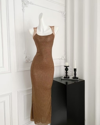 SB3322 Fashion Water Diamond Beaded Long Elegant Party Dress Backless Birthday Women's Sexy Evening Gown for Big Events