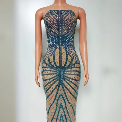 AD2478 Handmade Women's Fashion Crystal Dress Perfect for Birthdays and Special Occasions