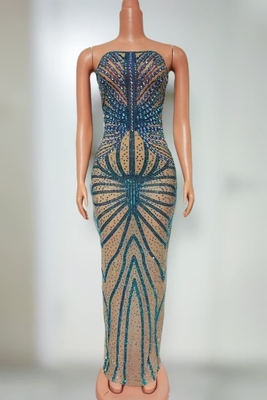 AD2478 Handmade Women's Fashion Crystal Dress Perfect for Birthdays and Special Occasions