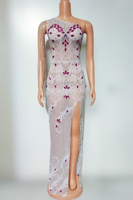600 Kimshein AD2482 Long Evening Dresses with High Slit and Crystal Diamond Embellishments Elegant