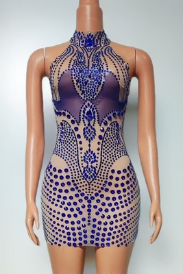 AD2480 Crystal Club Sexy Dress Women's Nightclub Mini Dress with Beaded Weaving Method Loom Weaving Logo/Graphic Customizable