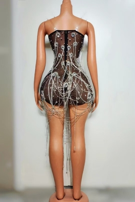 AD2483 Kimshein Fashion Handmade Women's Fringed Crystal Dress with Water Drill Eco-Friendly and Made in Guangdong