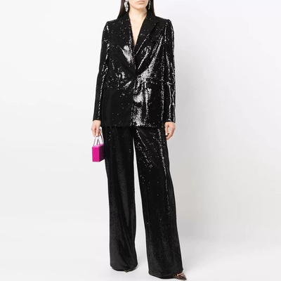 Formal V-Neck Style SR2324 Women's Luxury Sequin Pantsuit Long Sleeve Suit for Nightclub Sexy Party Outfit