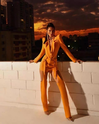 SR2311 Kimshein Women's Fashion Hollow Out Two-Piece Set Long Sleeve Wide Leg Pants and Durable from Guangdong for Spring