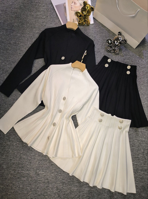 SR2301 Birthday Outfit Stylish and Elegant Pleated Dress in Picture Color with Two-Piece Set