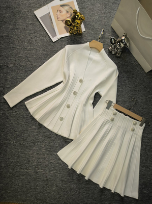 SR2301 Birthday Outfit Stylish and Elegant Pleated Dress in Picture Color with Two-Piece Set