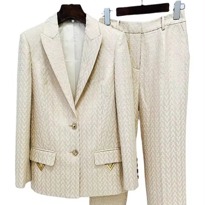 SR2300 Kimshein Spring Two-Piece Women's Business Suit Regular Sleeves and Polyester/Cotton Fabric for Professional Look