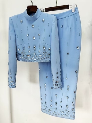 Stunning Eco-Friendly SR2316 Luxurious Yellow Spring/Autumn Outfit with Pearl and Crystal Two-Piece Set