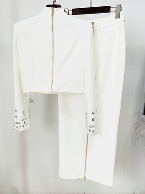 Stunning Eco-Friendly SR2316 Luxurious Yellow Spring/Autumn Outfit with Pearl and Crystal Two-Piece Set