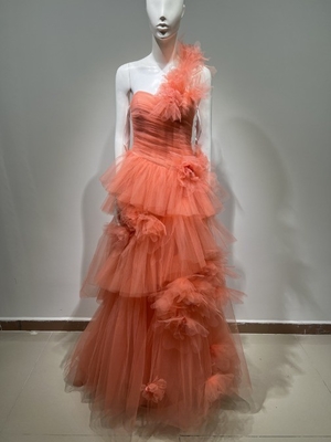 Other Print Method Asymmetrical Silk Pleated Midi Evening Dress for Women Customized One-Shoulder Fashion Dress ED2633