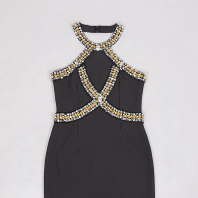 Polyester BASICS SB3310 Sleeveless Sequin Party Dress with Intricate Water Drill Embellishments