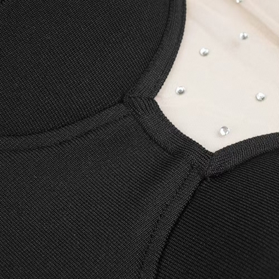 LS2603 Party Bandage Dress Elegant and Chic Hollow Out Sexy Nightclub Casual Dress with Mesh Fabric 7 Days Fast Sampling