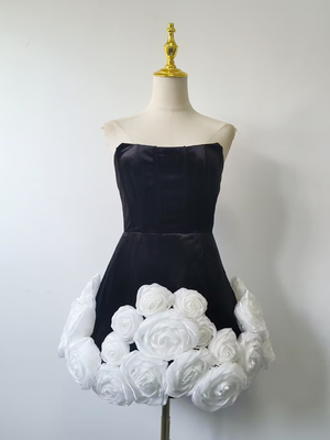Polyester Fabric Elegant Strapless Summer Dress Sexy Strapless Floral Women's Party Mini Dress