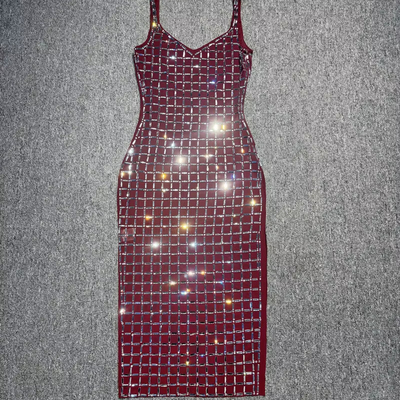 Ladies Dresses Fashion Elegant Party Dress with Customizable Crystal Diamond and Logo Embellishments