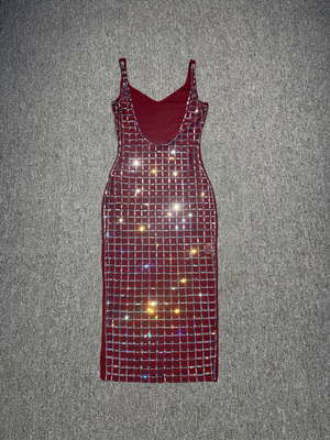 Ladies Dresses Fashion Elegant Party Dress with Customizable Crystal Diamond and Logo Embellishments