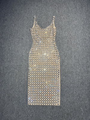 Ladies Dresses Fashion Elegant Party Dress with Customizable Crystal Diamond and Logo Embellishments