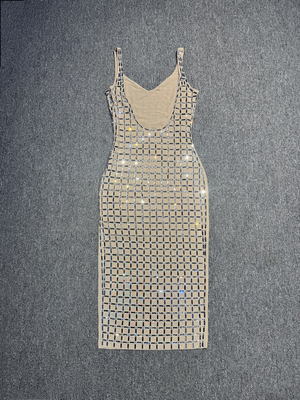Ladies Dresses Fashion Elegant Party Dress with Customizable Crystal Diamond and Logo Embellishments