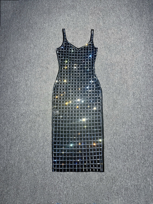Ladies Dresses Fashion Elegant Party Dress with Customizable Crystal Diamond and Logo Embellishments
