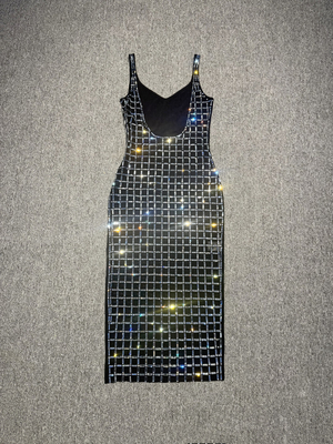 Ladies Dresses Fashion Elegant Party Dress with Customizable Crystal Diamond and Logo Embellishments