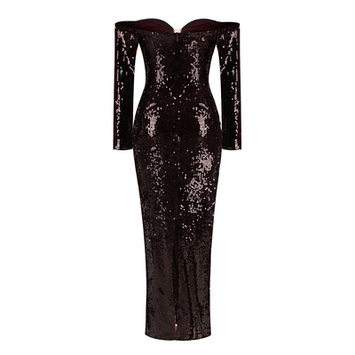 LS2595 Women's Off-Shoulder Sequin Dress Latest Release for Elegant and Casual Get-Togethers