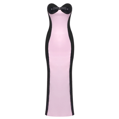 Crown-Shaped Waistline and Shimmering Sequins Make this Strapless Maxi Evening Dress a Showstopper Polyester Fabric