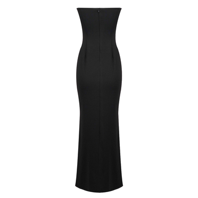 Crown-Shaped Waistline and Shimmering Sequins Make this Strapless Maxi Evening Dress a Showstopper Polyester Fabric