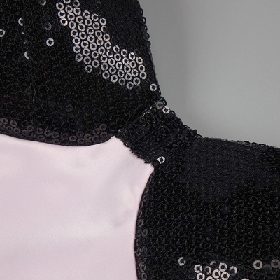 Crown-Shaped Waistline and Shimmering Sequins Make this Strapless Maxi Evening Dress a Showstopper Polyester Fabric