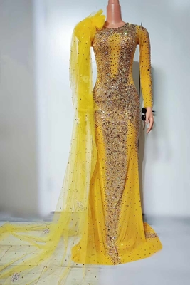 Adults' AD2484 Floor Length Shimmering Evening Dress with Handmade Crystal Performance and Water Drill