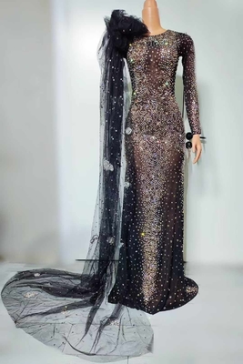 Adults' AD2484 Floor Length Shimmering Evening Dress with Handmade Crystal Performance and Water Drill