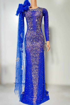 Adults' AD2484 Floor Length Shimmering Evening Dress with Handmade Crystal Performance and Water Drill